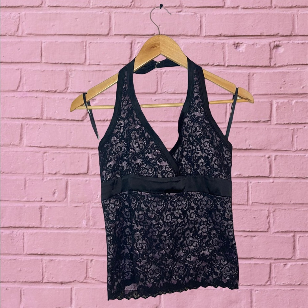 Bebe lace halter top